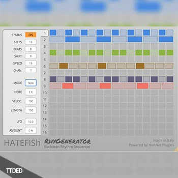 [欧几里得步进音序器]Hornet Hatefish Rhy Generator v1.1.0 Retail [WiN, MacOSX]（20Mb）