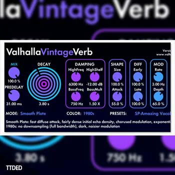 [混响插件]Valhalla DSP ValhallaVintageVerb v2.0.2  v2.0.2 [WiN, MacOSX]（16Mb）