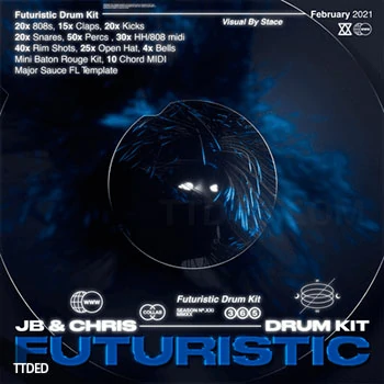 [嘻哈陷阱鼓组素材FL工程模板]JBSaucedUp Futuristic Drum Kit [WAV, MiDi]（234Mb）