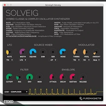 [混合复杂振荡器合成器]Puremagnetik Solveig v1.0.1 [WiN, MacOSX]（33Mb）