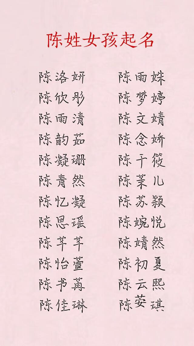 陈姓女宝宝起名一个字(好听的陈姓女宝宝名字大全)