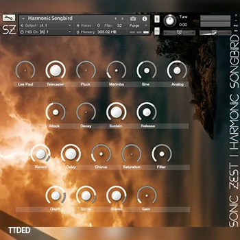 [振荡器吉他谐波合成器音源]Sonic Zest Harmonic Songbird [KONTAKT]（152Mb）