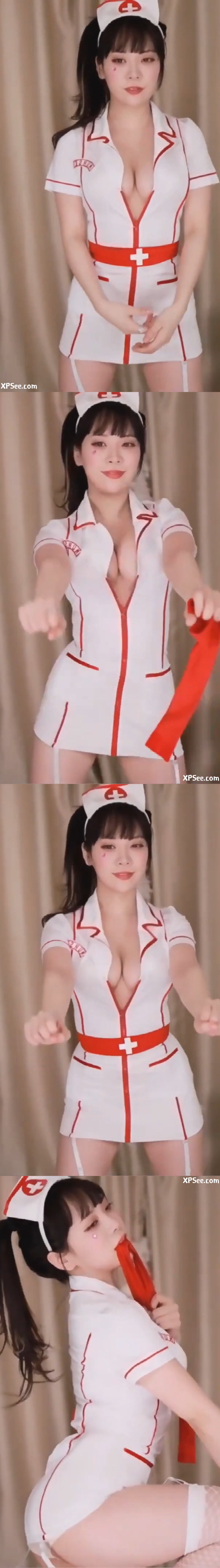 BJ 金娜美(BJ 퀸다미,BJ DM,BJ DaMi) 护士装 抖奶