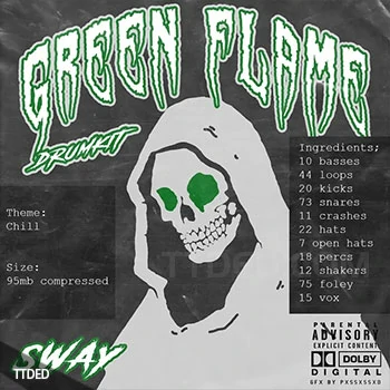 [氛围环境鼓组采样]Sway55 Sway Green Flame DRUMKIT [WAV]（96Mb）