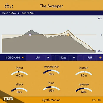 [侧链输入动态扫频器插件]Denise Audio The Sweeper v2.0.0 RETAiL [WiN, MacOSX]（15Mb）